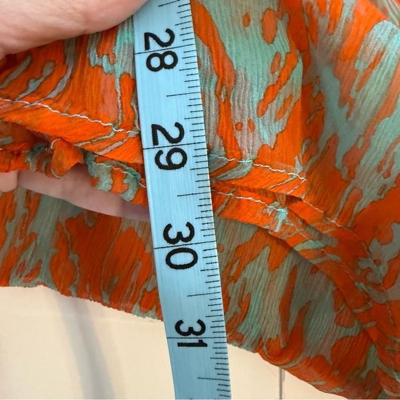 Jet Set 100% Silk Blue Orange V Neck Sheer Dramatic Sleeve Cover Up Top Boho SML - Picture 11 of 11